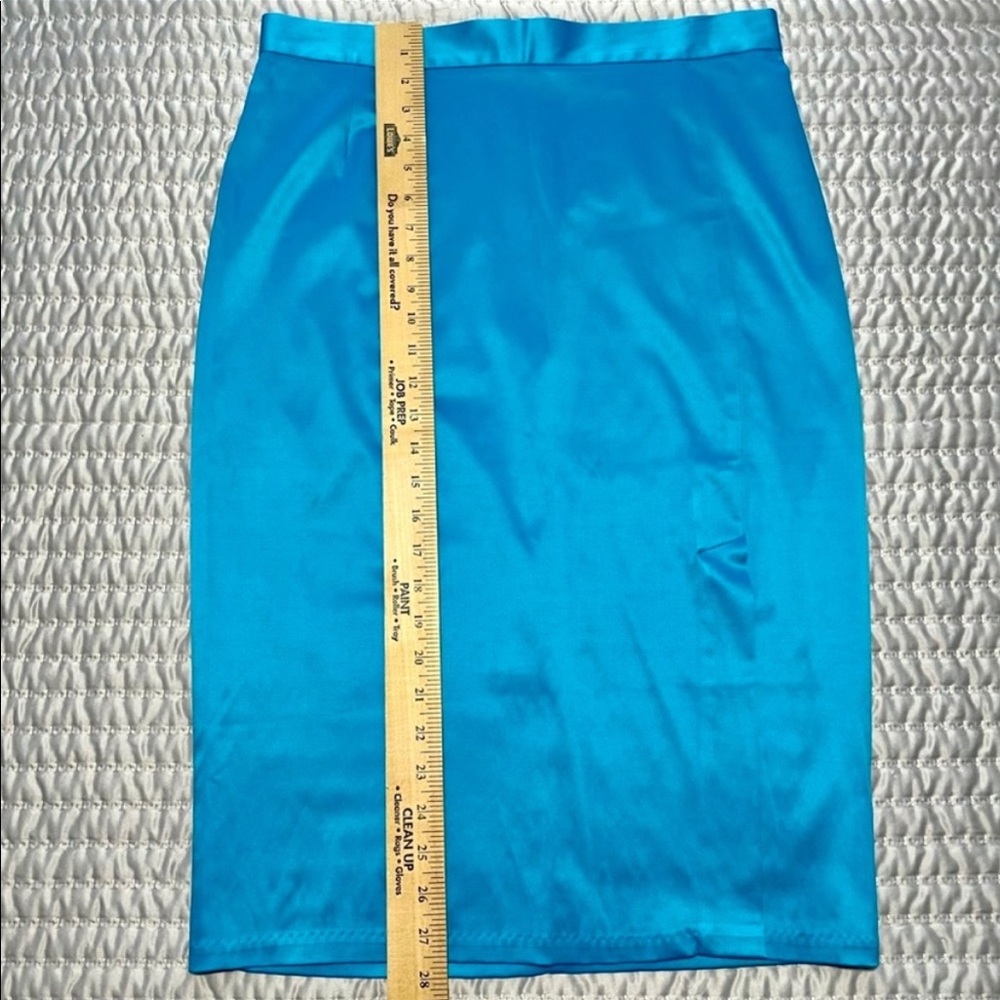 Turquoise Blue Satin Pinup Girl Pinup Couture Pinup Stars Skirt - Picture 9 of 11